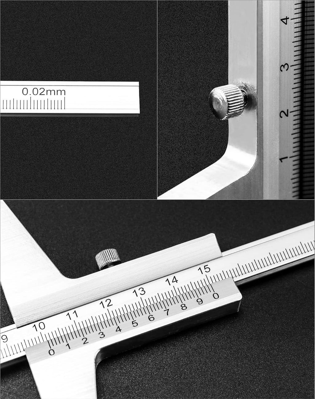 QWORK Depth Vernier Caliper, 0-150mm Aluminum Micrometer Gauge Measuring Tool, -0.02 Accuracy, 1 Pack