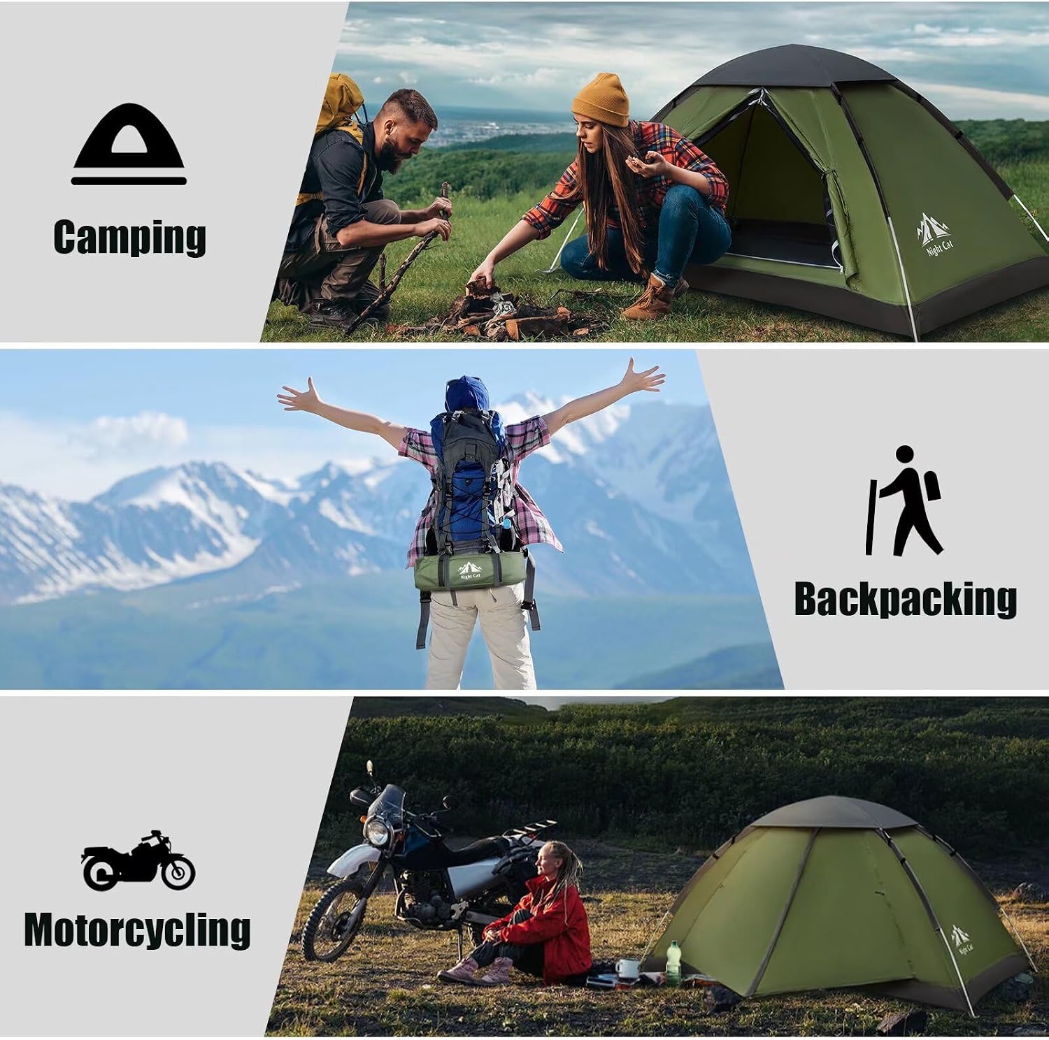 Backpacking Tent for One 1 to 2 Persons Lightweight Waterproof Camping Hiking Tent for Adults Kids Scouts Easy Setup