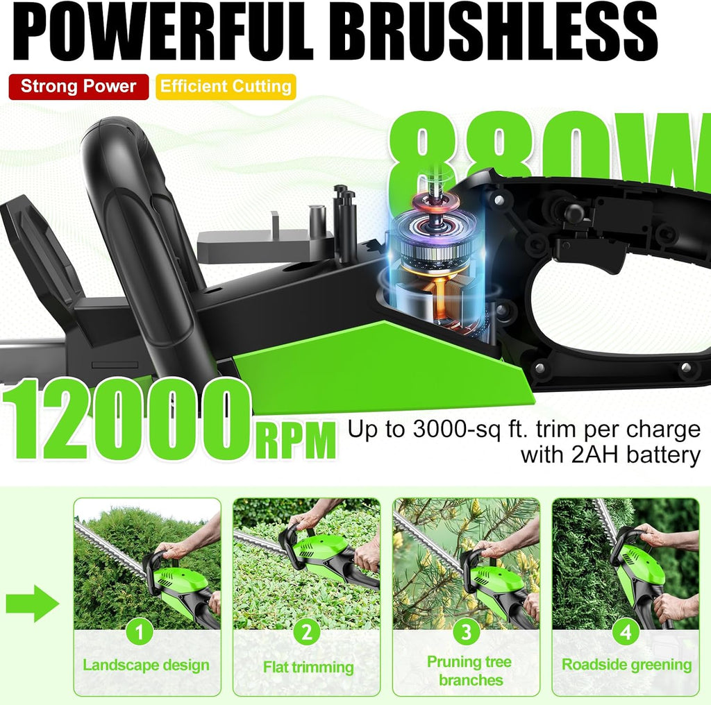 Electric Hedge Trimmers 21v Cordless Hedge Trimmer with Battery & Charger Included Handheld Electric Trimmers with