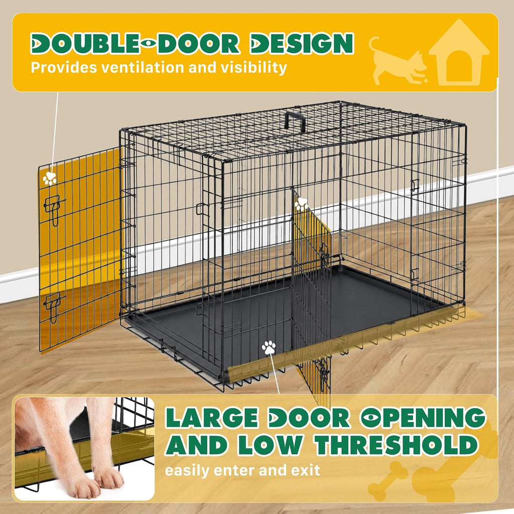 Extra Large Dog Crate 48 Inch Double Door Pet Cage Kennel