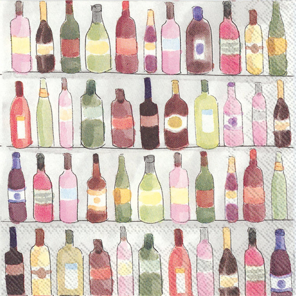 Cocktail Napkins Disposable 3-Ply Paper Party Napkin Pack, 5" x 5", Wine Shelves, 20-Count