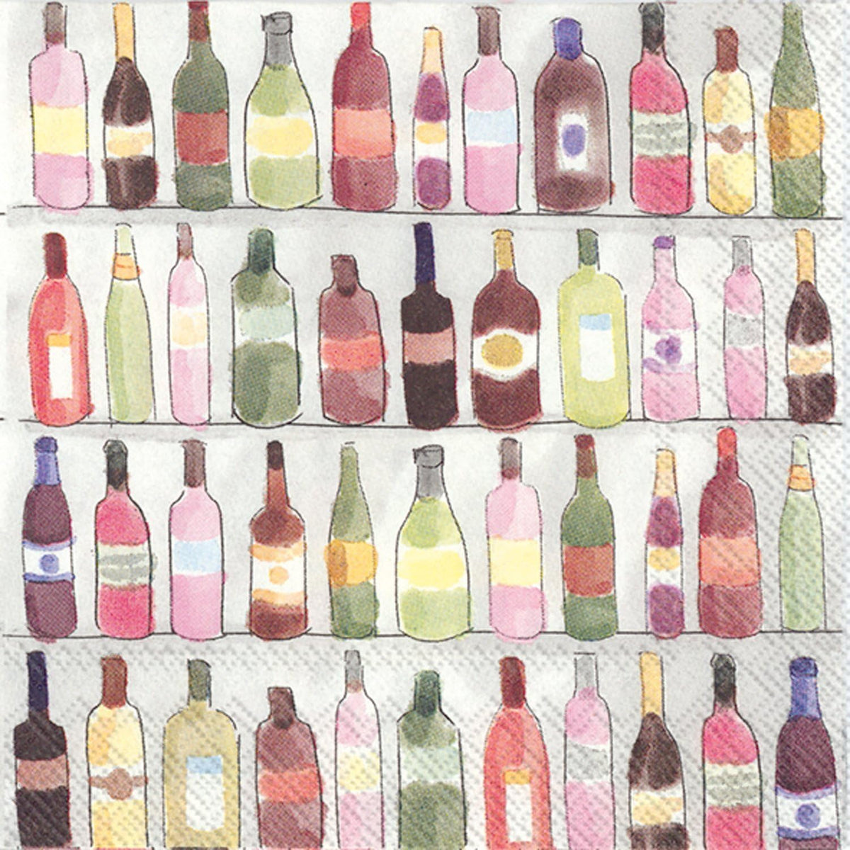 Cocktail Napkins Disposable 3-Ply Paper Party Napkin Pack, 5" x 5", Wine Shelves, 20-Count