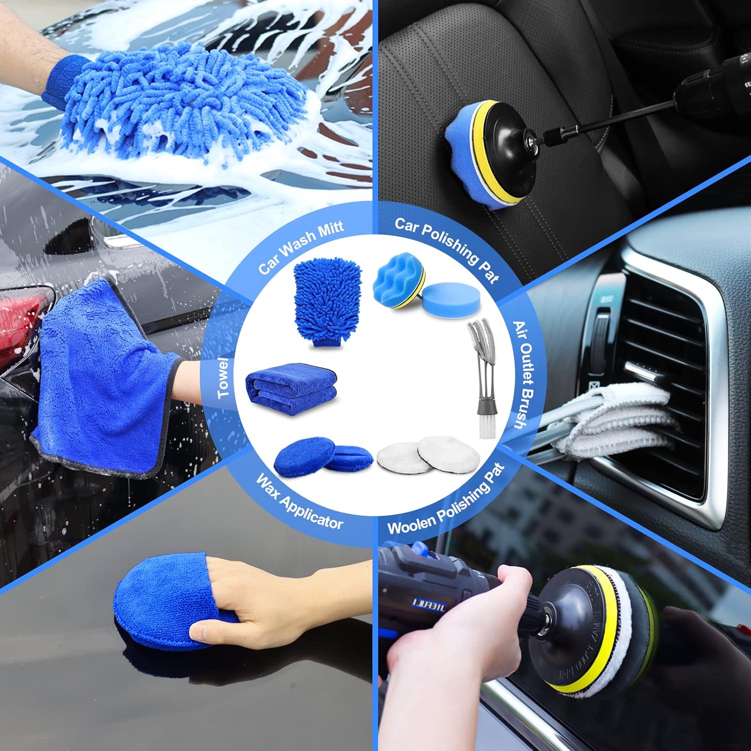 27Pcs Car Detailing Kit, Car Cleaning Kit, Car Detailing Brush Set, Drill Brush Set, Car Detailing Brushes, Car Wash