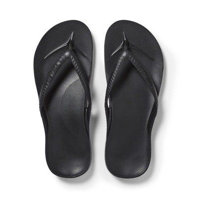 Arch Support Flip Flops for Men & Women, Black, US Men's 7