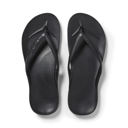 Arch Support Flip Flops for Men & Women, Black, US Men's 7
