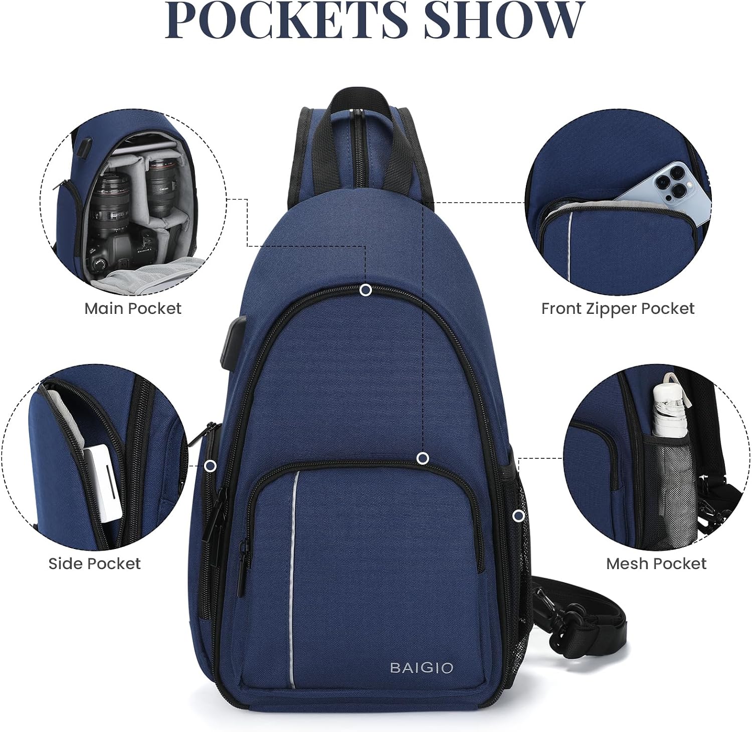 Camera Sling Bag Small Camera Backpack for Photographers,Water-resistant Camera Crossbody Bag Travel Caemra Backpack