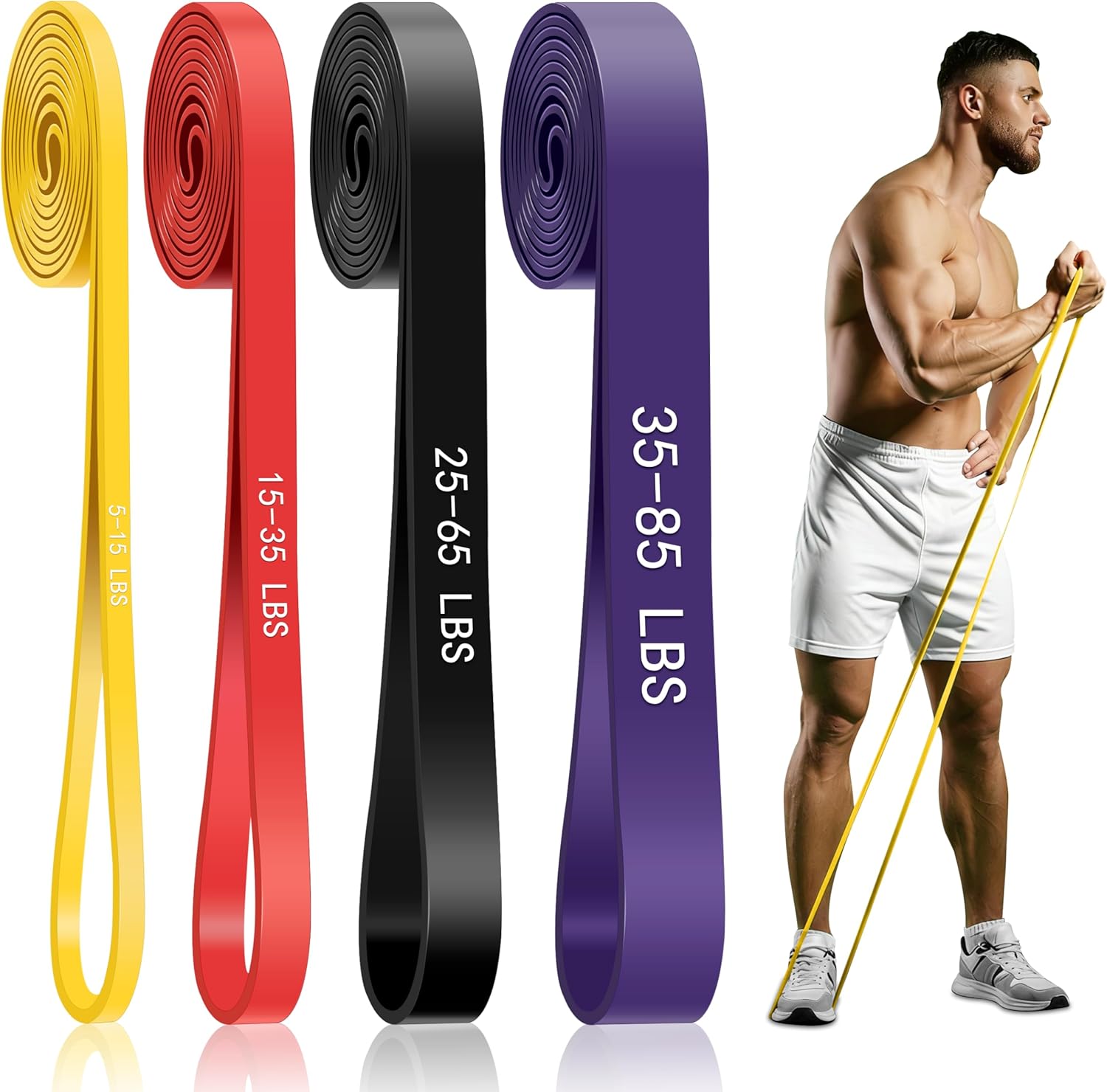 Resistance Bands for Working Out, 4-Level Pull Up Assistance Bands, Exercise Bands for Women & Men, Stretch Workout