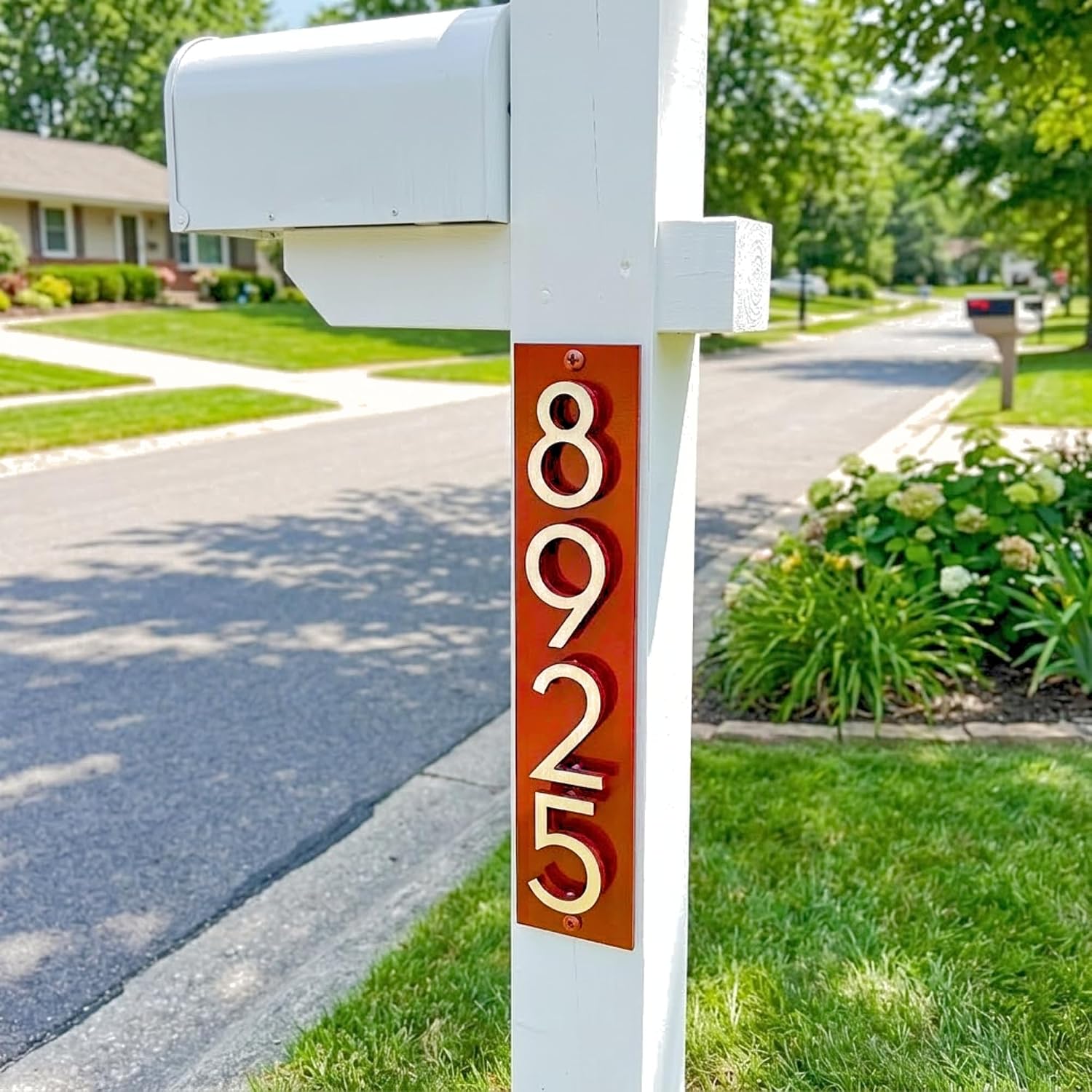 Floating Modern Number Address Plaque Sign | Vertical, USA Made, Easy to Install, Aluminum, Custom Made, Weather