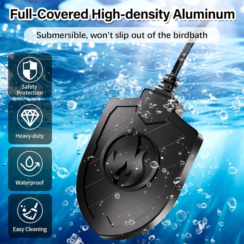100W Bird Bath Heater for Outdoors in Winter, Birdbath Heater Deicer, Black