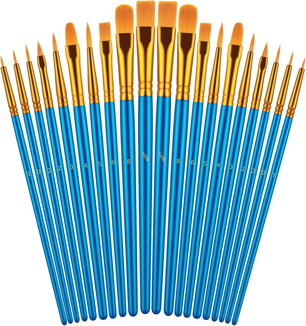 Paint Brushes Set for Acrylic Painting, 20 Pcs Oil Watercolor Acrylic Paint Brush, Artist Paintbrushes for Body Face
