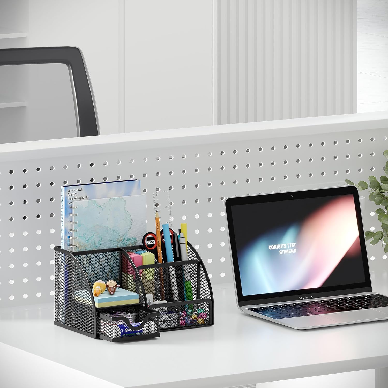 Mesh Desk Organizer with Drawer Multi-functional Pen Holder Stationery Organizer for Office School Supplies 6