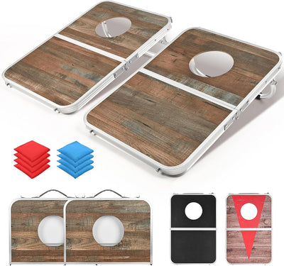 Portable Cornhole Board Set,24x16 / 30×20in Corn Hole Games for Adults with 8 Bean Bags, Lightweight Aluminum Alloy