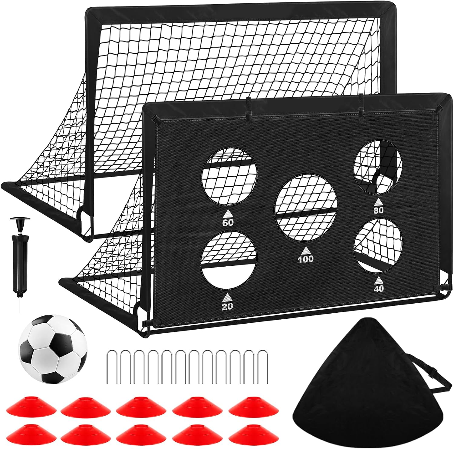 Soccer Goal,Backyard Soccer Goals for Kids 2 Pack,4x3/6x4 FT Portable Toddler Soccer Nets with Target,Ball &