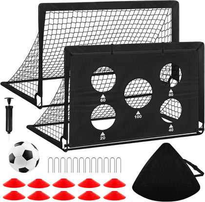 Soccer Goal,Backyard Soccer Goals for Kids 2 Pack,4x3/6x4 FT Portable Toddler Soccer Nets with Target,Ball &