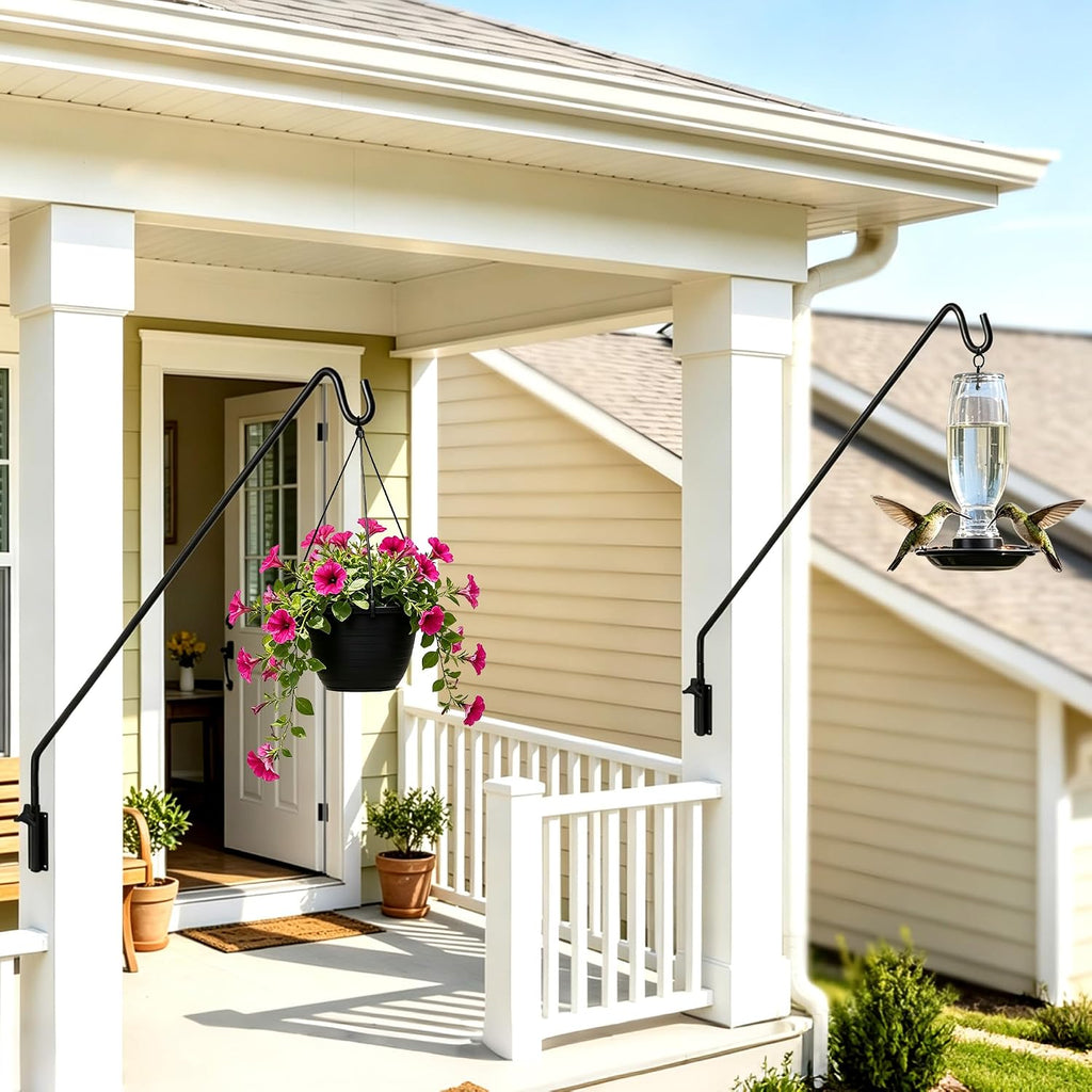 Heavy Duty Extended Reach Wall Mounted Deck Hook Wall Pole,Bracket Direction and Length Adjustable Plant Bracket for