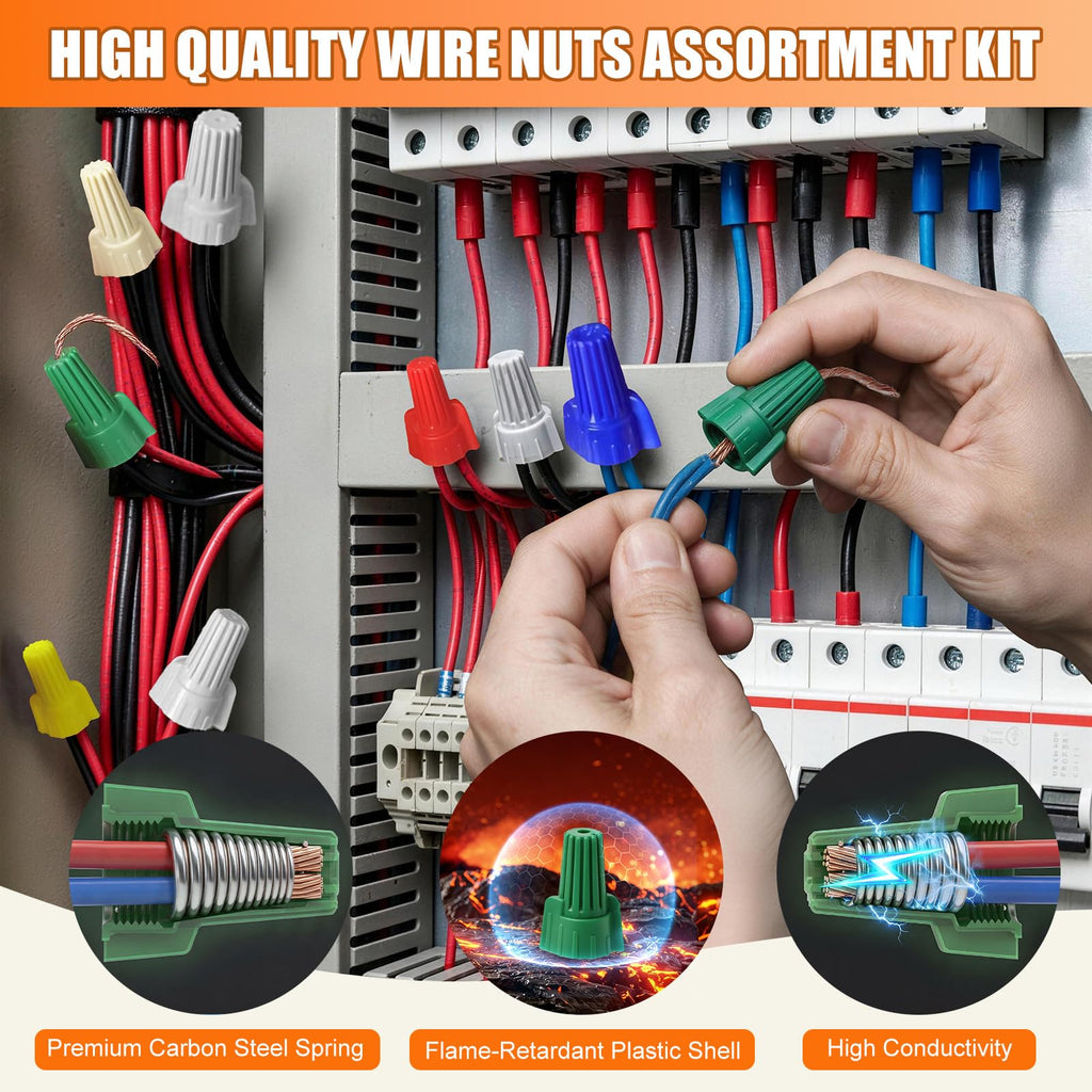 AccEncyc 800 Pcs Wire Nuts Assortment Kit 6 Sizes Winged Twist Wire Nuts