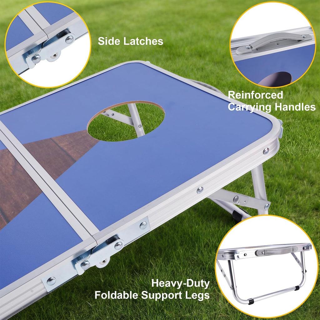 Portable Cornhole Board Set for Kids Teens & Adults, 24x16 Inch Foldable Corn Hole Games with Bean Bags & Carry Bag