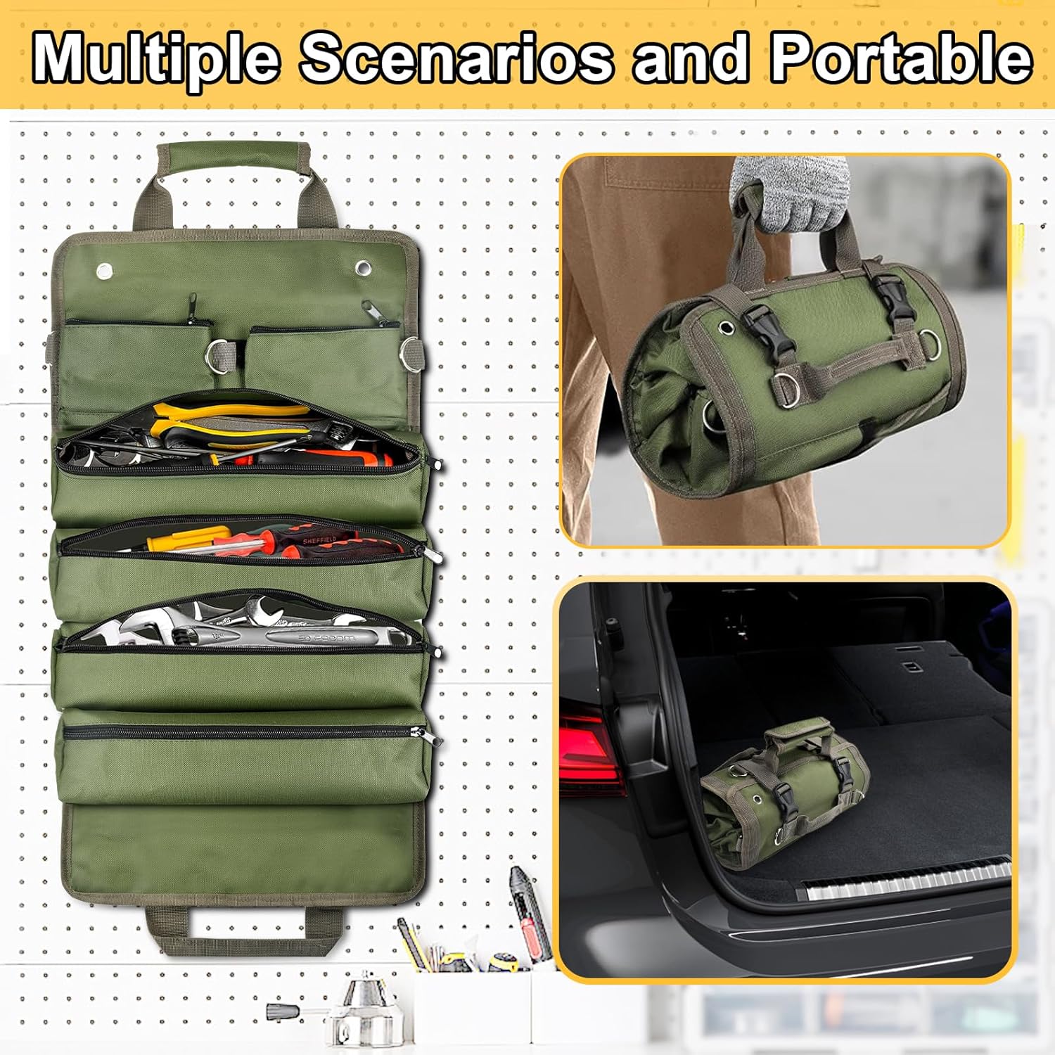 Tool Bag Organizer Roll Up: Gifts for Men Fathers Day Dad Gifts for Him Boyfriend Husband Birthday Portable