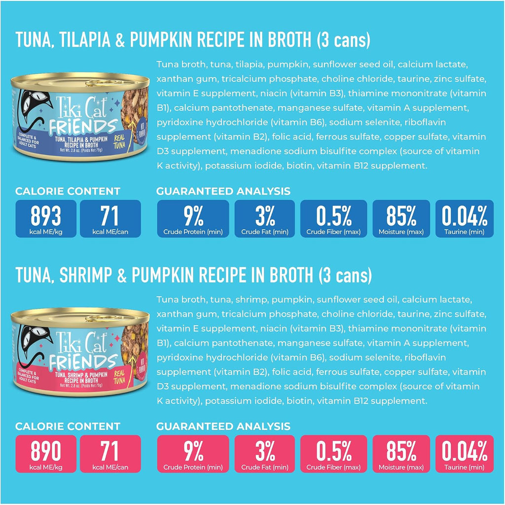 Tiki Cat Friends Wet Cat Food, Tuna Variety Pack, 2.8 oz. Cans (12 Count)