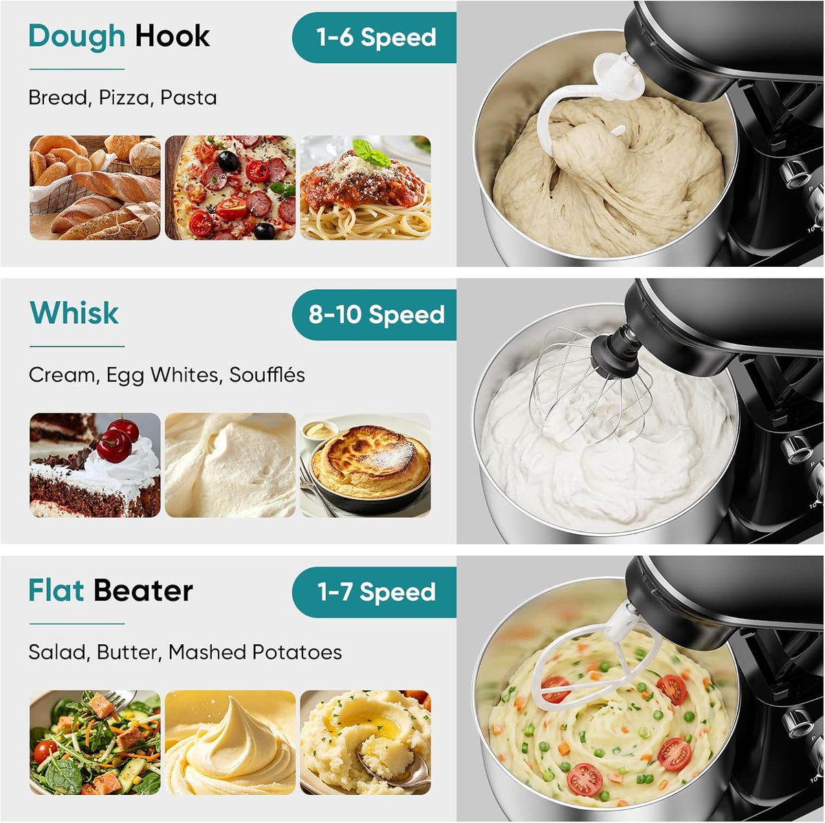 4.2 Qt Stand Mixer, 10-Speed Tilt-Head Electric Mixer for Baking | Include Dough Hook, Whisk, Flat Beater & Splash