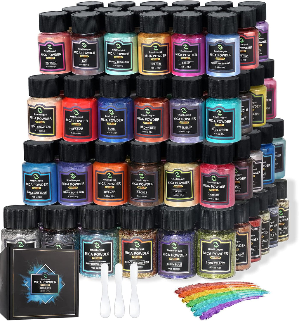 Mica Powder, 108 Colors (10g), Pigment for Epoxy Resin, Soap, Bath Bomb | Complies with ASTM D-4236| 36 Original