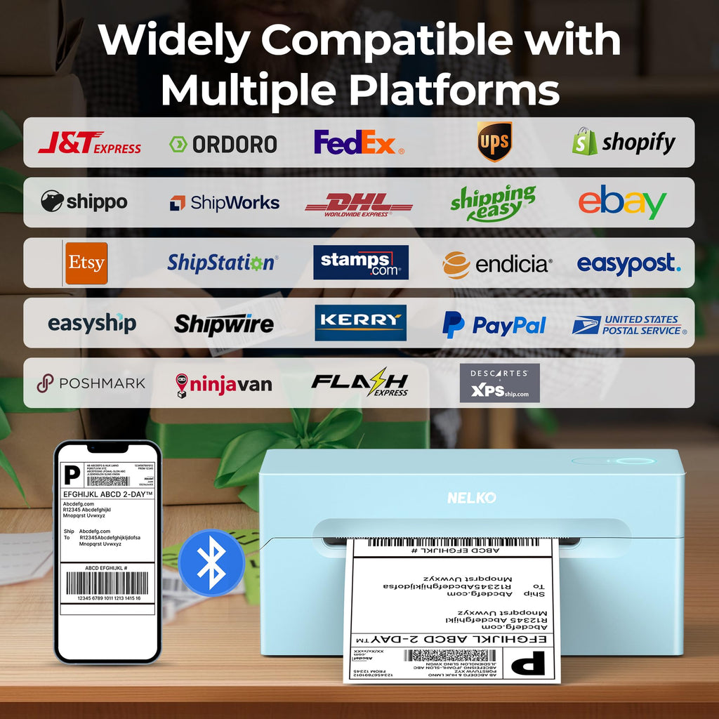 Bluetooth Thermal Shipping Label Printer, 4x6 Thermal Label Printer