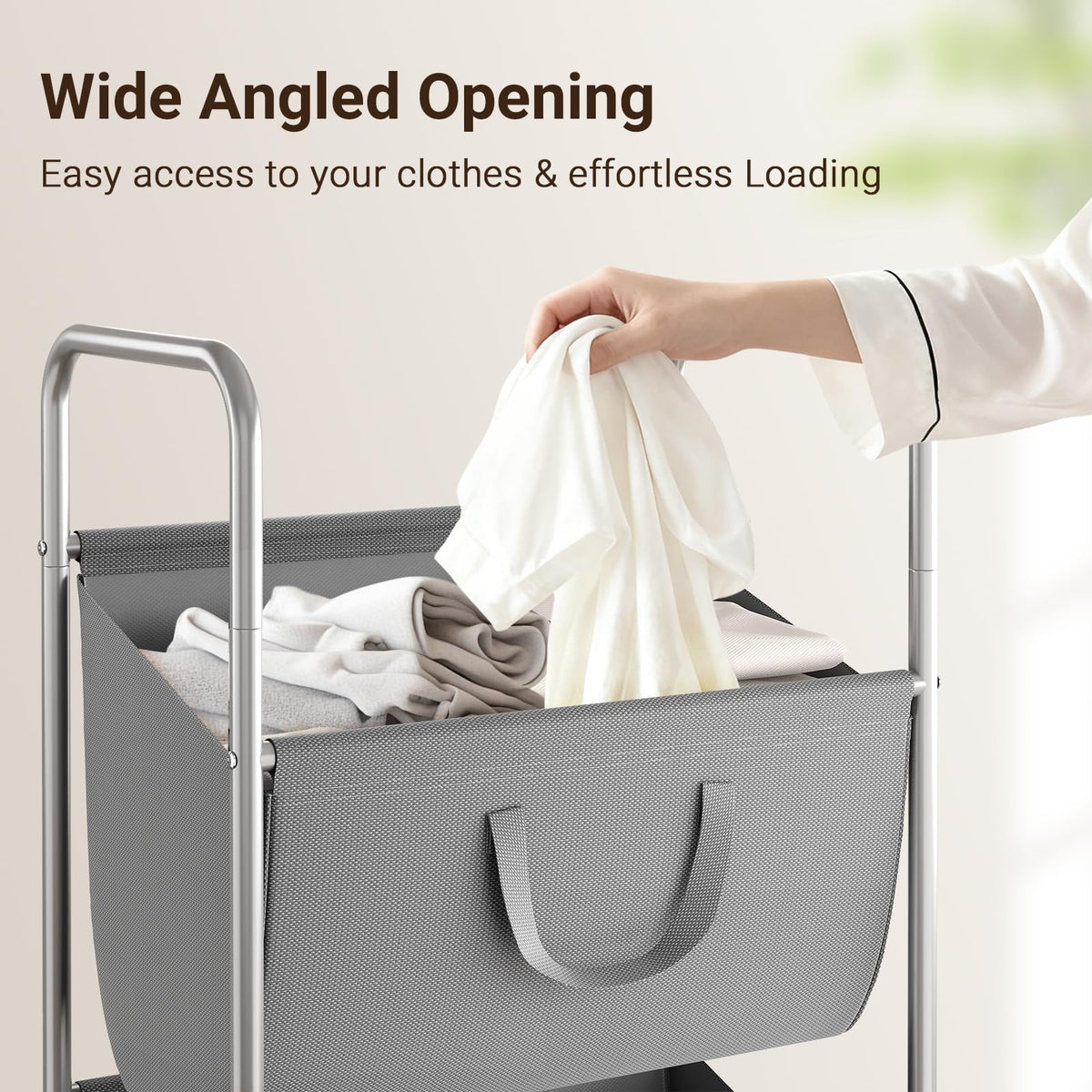 3-Tier Vertical Rolling Laundry Hamper with Wheels & Removable Bags