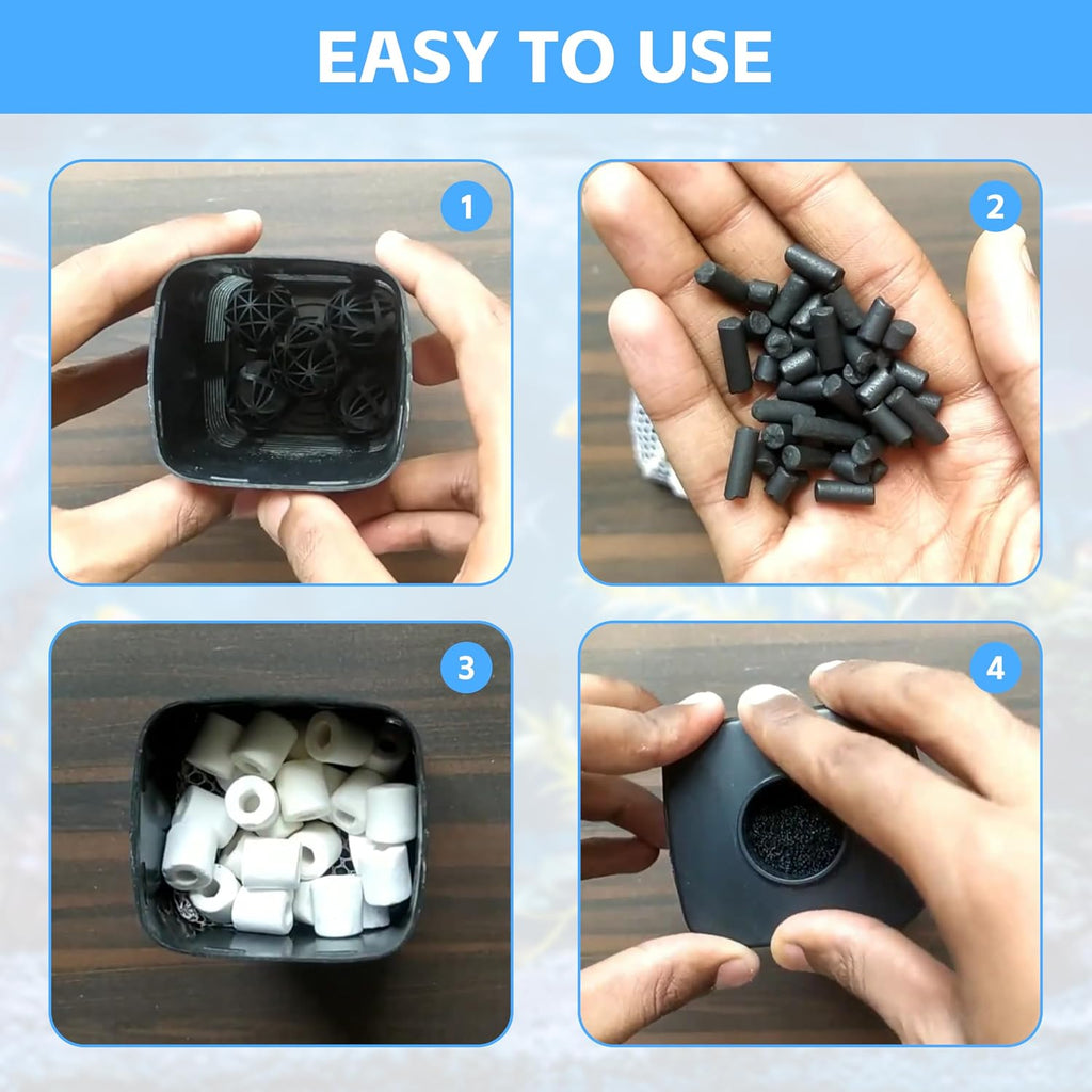 Aquarium Filter Media Double Pack,Activated Carbon,Bio Balls&Ceramic Rings | Fit Most Aquarium Filter Systems for