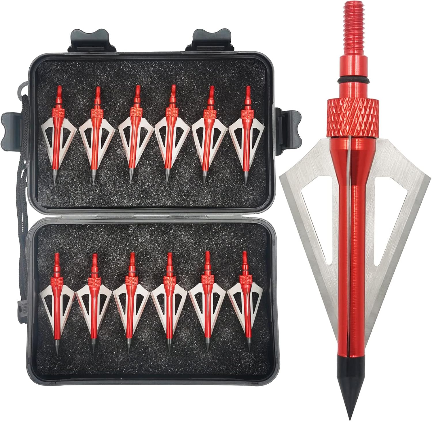 Hunting Broadheads 12PK 100 Grains Screw-in Arrow Archery 3 Blades Hunting Heads Arrow Tips Compatible with Crossbow