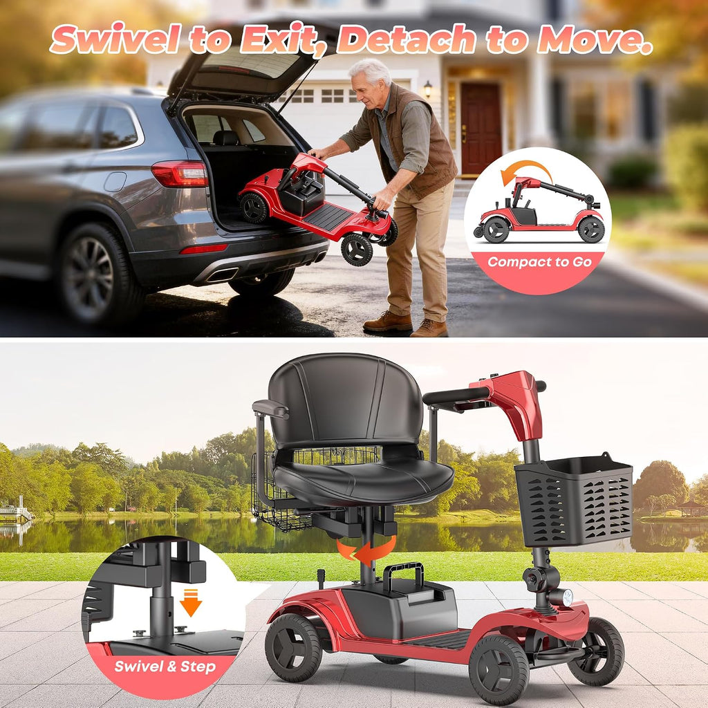 Mobility Scooters for Seniors, Foldable 4 Wheel Powered Scooters