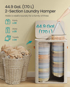 Laundry Basket, 170L Laundry Hamper with Lid, 2 Removable Bags