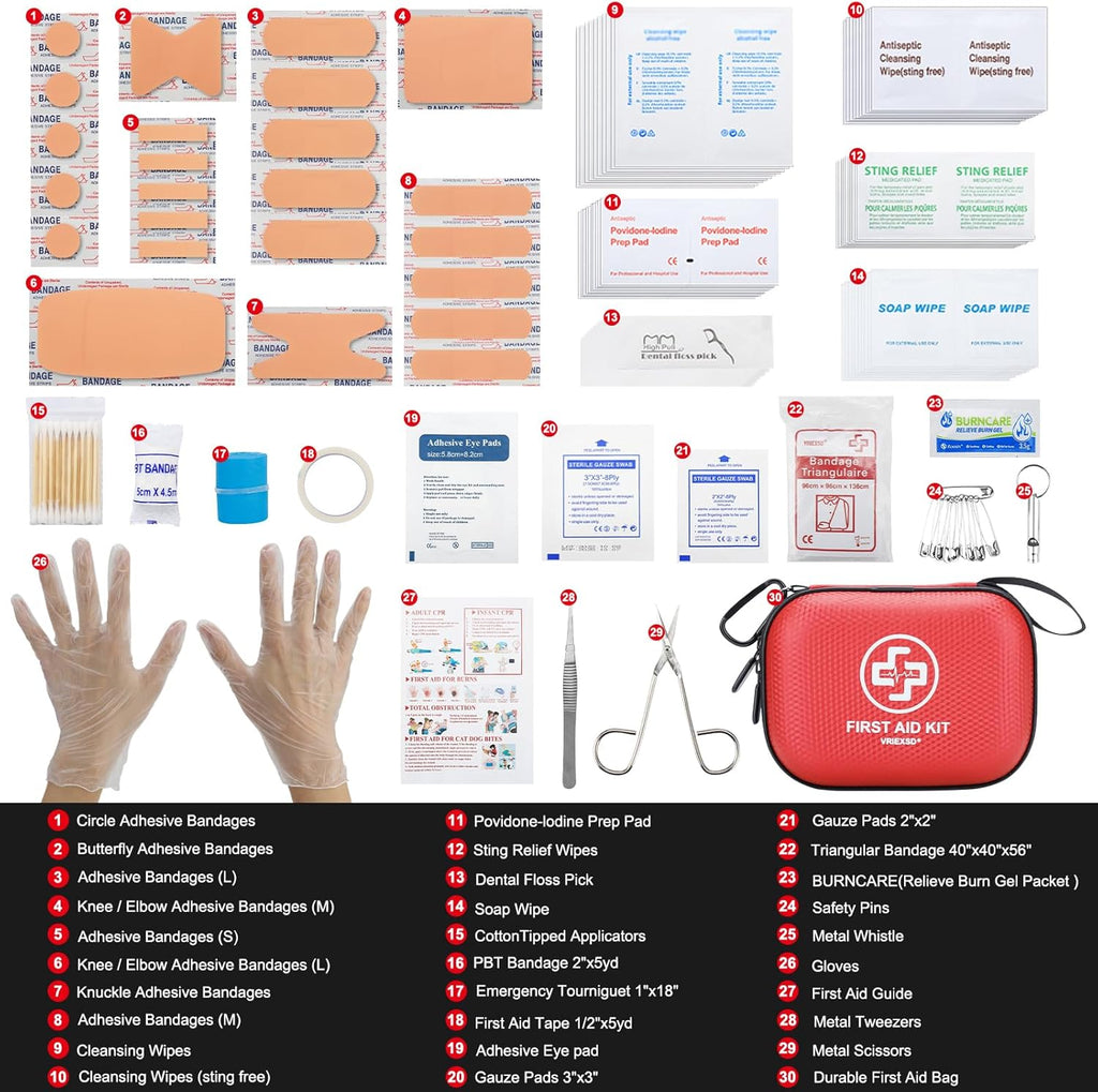 Mini First Aid Kit - 150 Piece Small Waterproof Hard Shell Medical Kit for Home, Car, Travel, Camping, Truck, Hiking