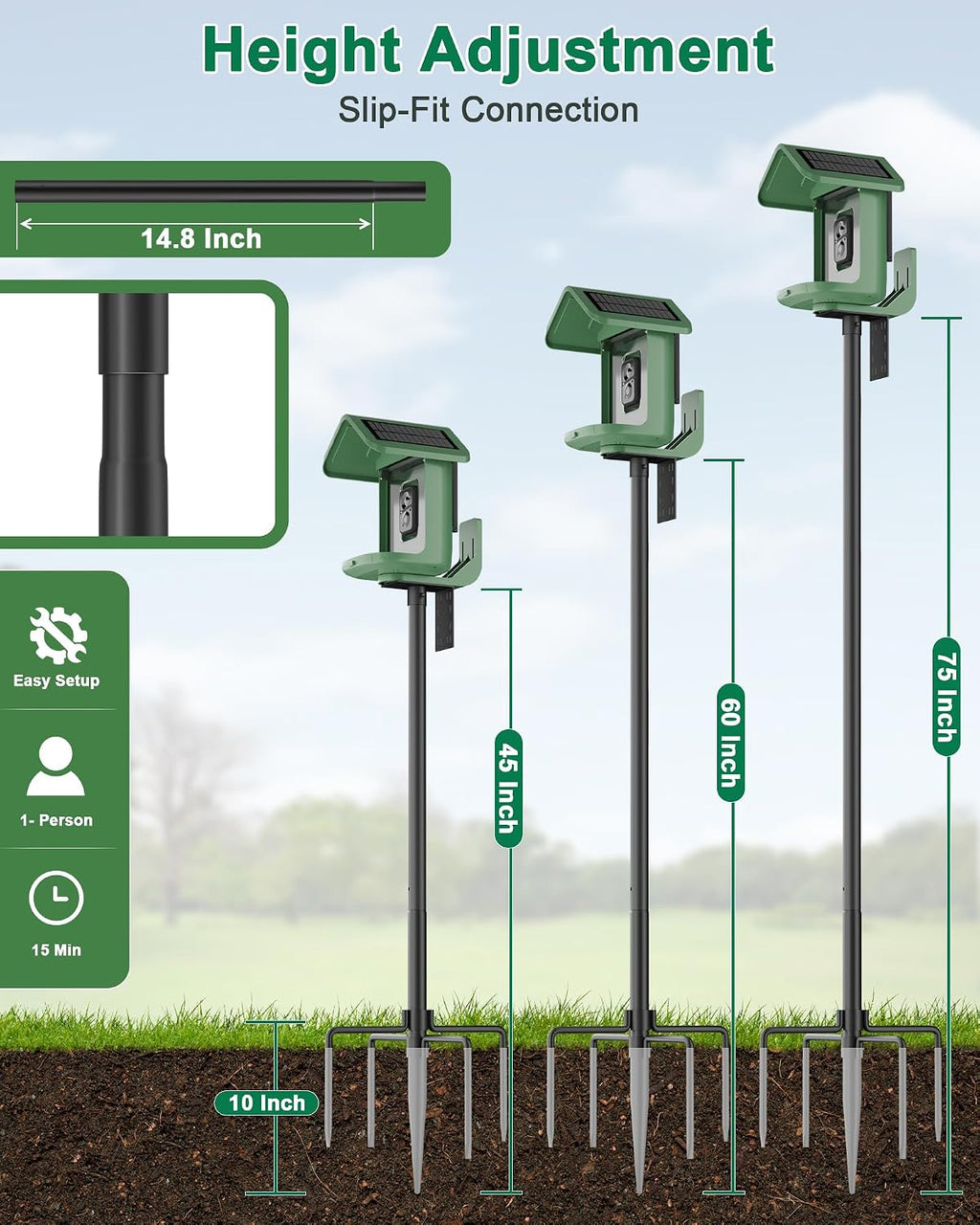 Bird Feeder Pole – 75 Inch Height Bird House Pole with 1-Inch Dia Heavy Duty for Birdfeeders, Feeding Stand with