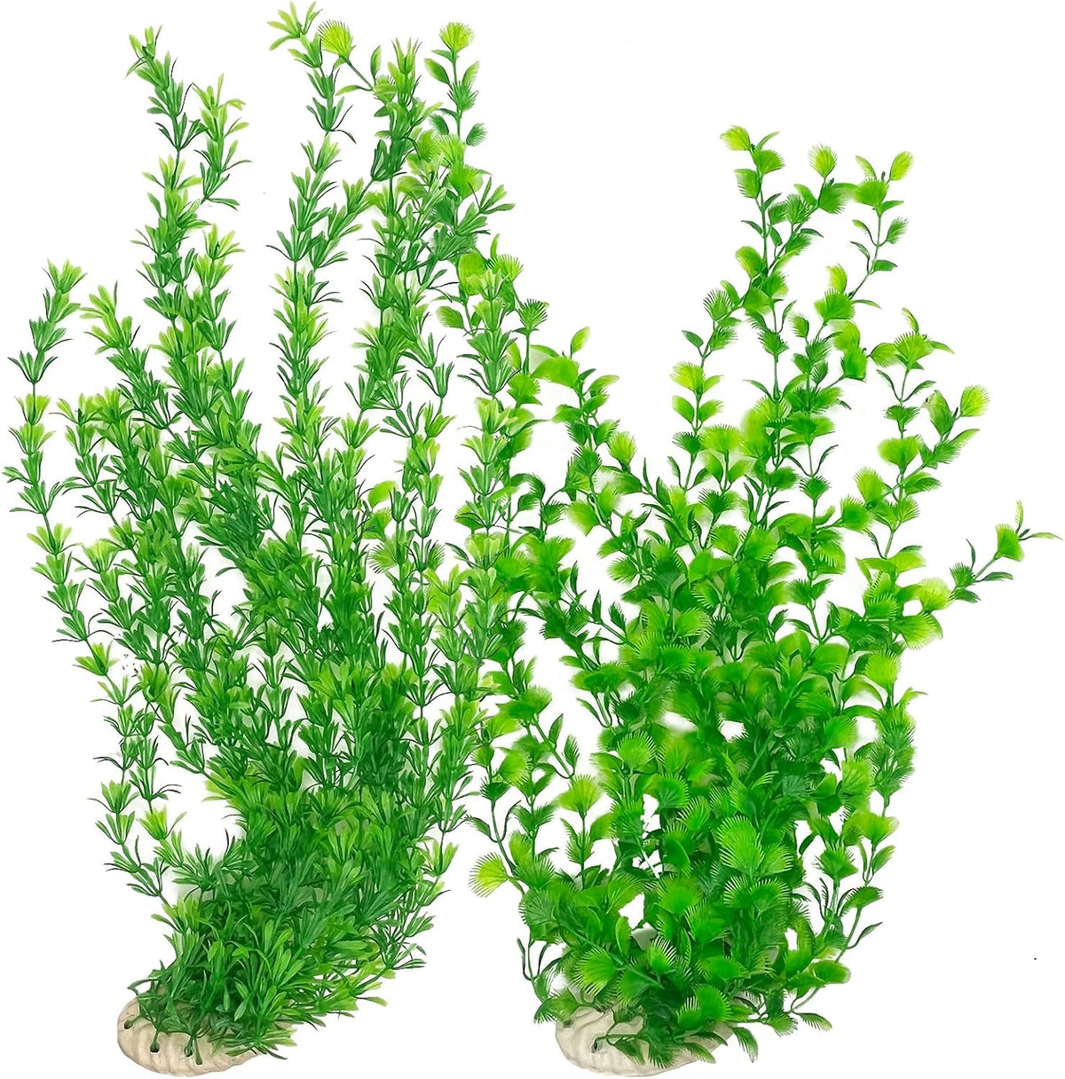 23" Tall Aquarium Plastic Plants - 2 Pack Soft Fish Tank Decor, Artificial Green Grass Cluster for Aquariums, Safe