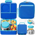 60oz Kids Bento lunch Box with Insulated Lunch Bag & 8.5oz Thermo | Leakproof 3-4 Compartment Toddler Kids Lunch Box