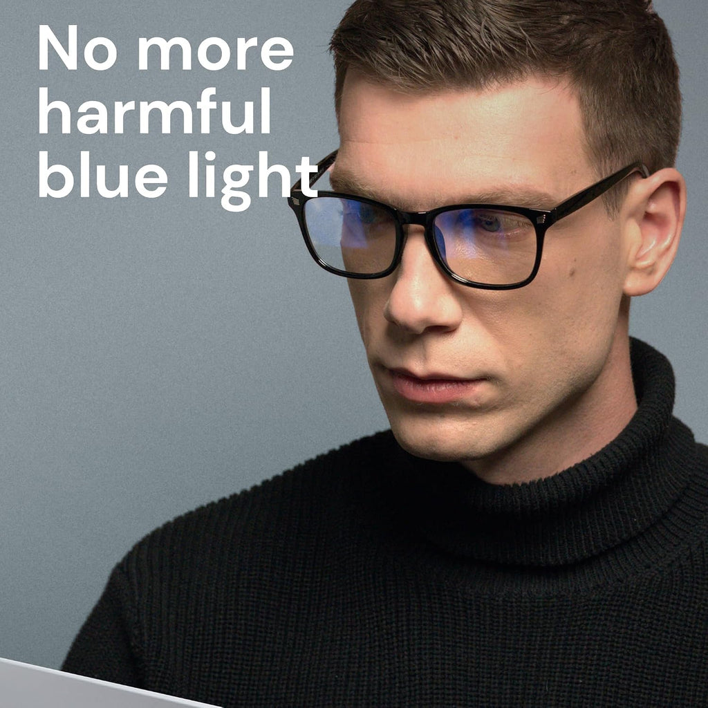 Blue Light Glasses for Computer & Gaming - Black | Blue Light Blocking, Anti UV Ray Lenses, Scratch-Resistant