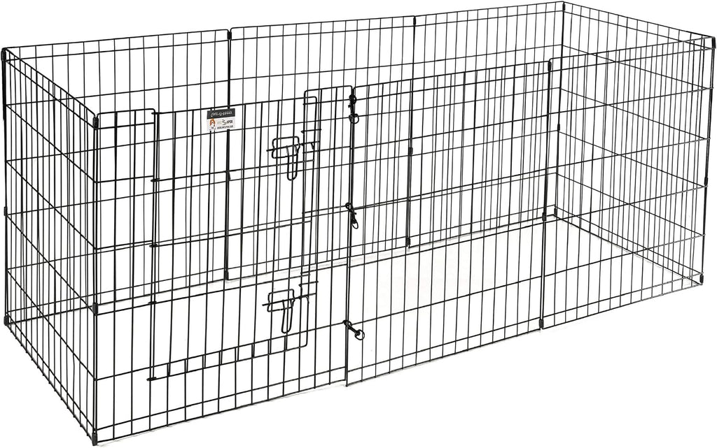 Dog Playpen - Foldable Metal Exercise Puppy Play Pen with 8 24x30in Panels - Indoor/Outdoor Pen with Door for Dogs