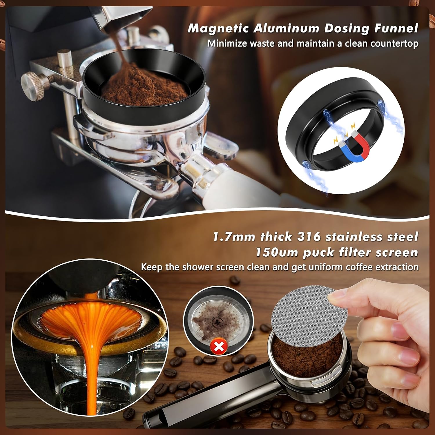 51mm Espresso Accessories Kit, 25 PCS Espresso Tamper Kit Coffee Tamper Set, with 51mm Espresso Tamper, Puck Screen