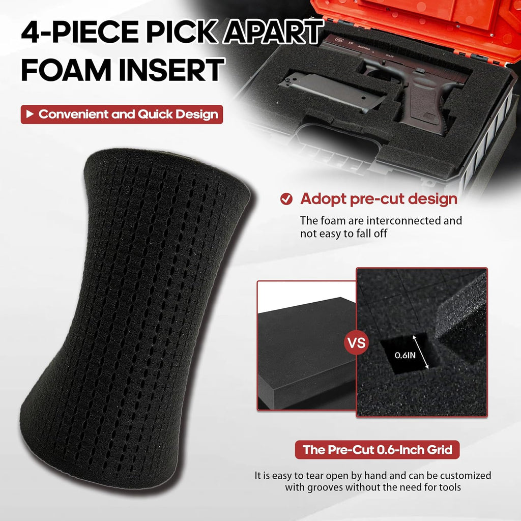 4‑Pack Pick and Pluck Foam Insert, Pre‑Cube Customizable Foam