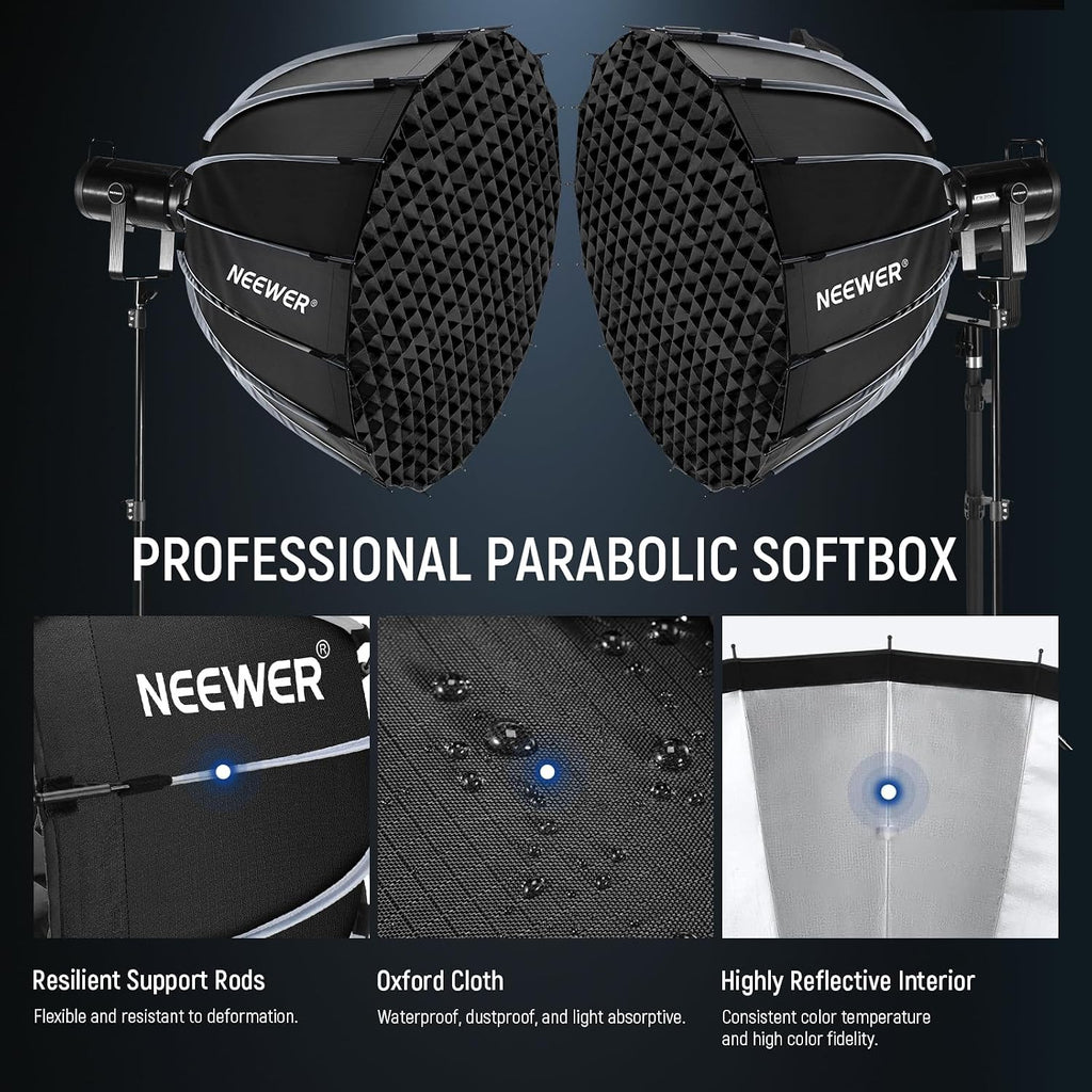 Parabolic Softbox Kit, 35.4" Bowens Mount Soft Box, NS72P | With Light Diffusers