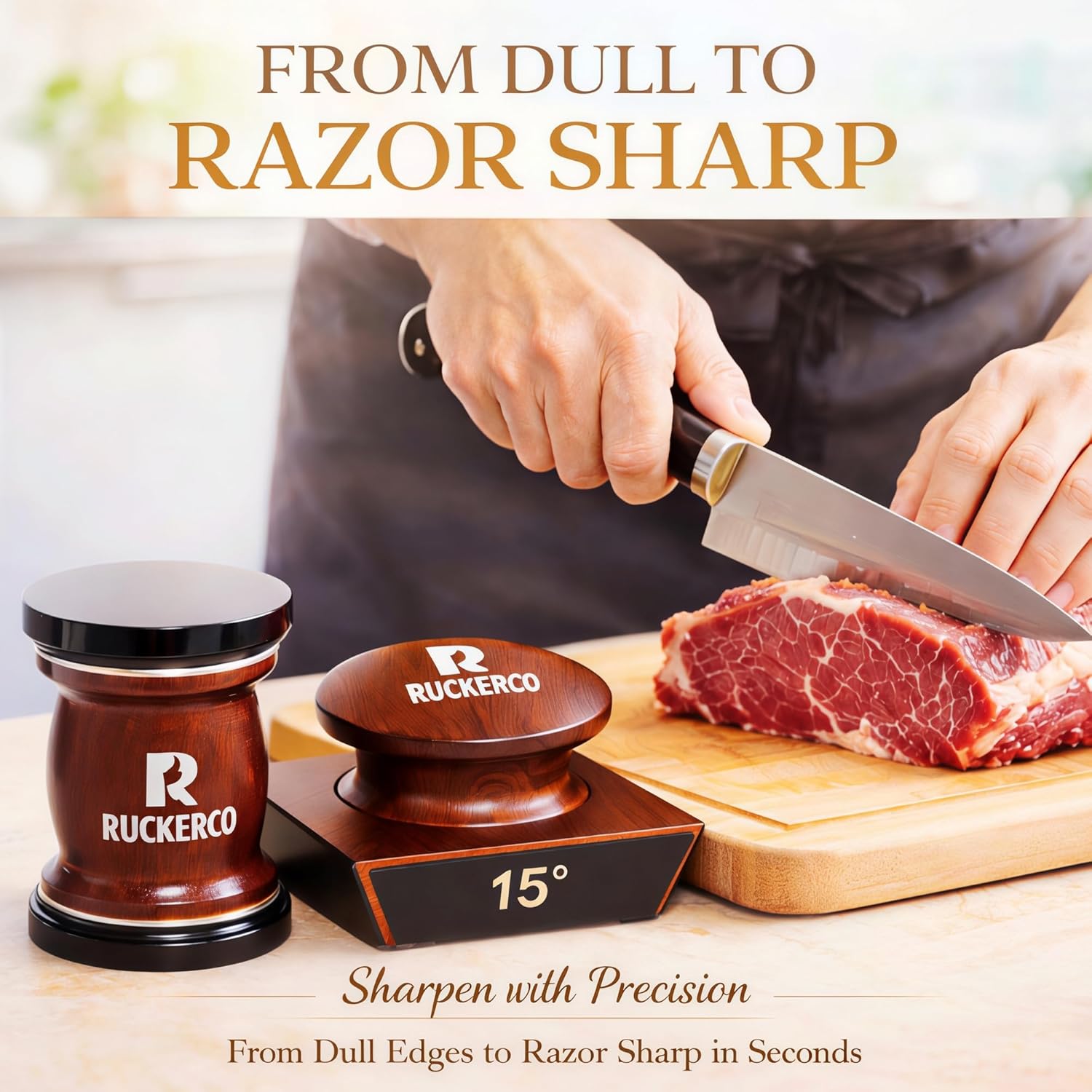 The Original Patented Knife Sharpener Kit, 4 Replaceable Ceramic Grinding Discs,Rolling Knife Sharpener 15& 20& 12&