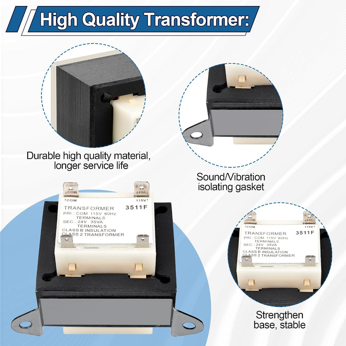 TRR01729 Furnace Transformer Replacement for 115V to 24V Transformers, Trane Furnaces Compatible with HVAC Replacement Part, 24V-SEC 35VA Transformer Replace C340041P05
