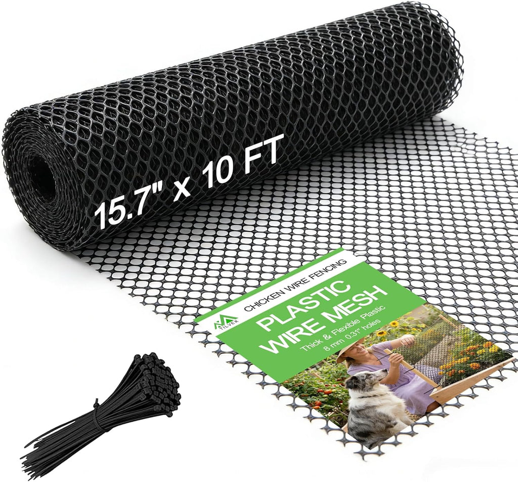 15.7" x10' Plastic Mesh Fence Roll,Heavy Duty Chicken Wire