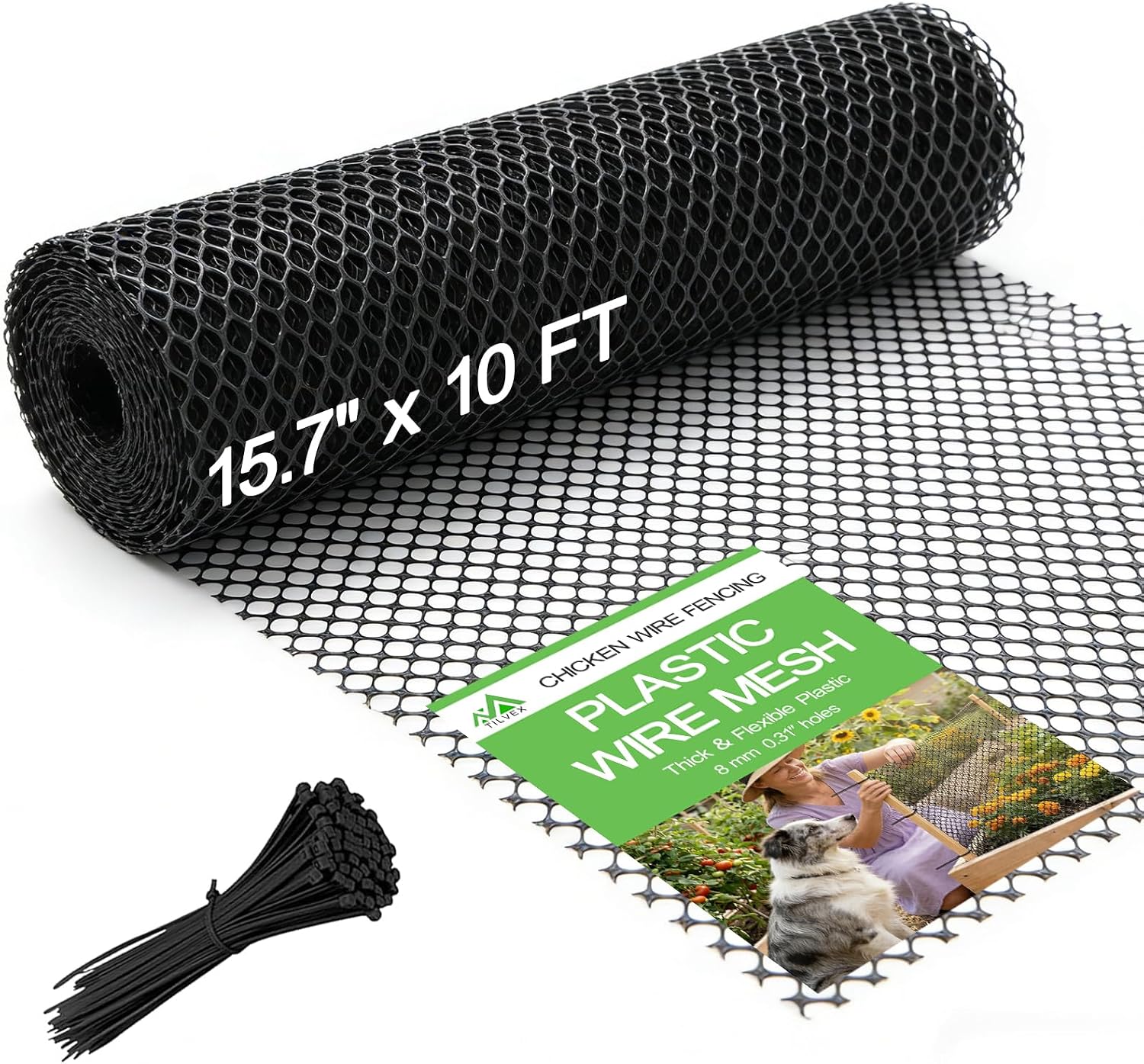15.7" x10' Plastic Mesh Fence Roll,Heavy Duty Chicken Wire
