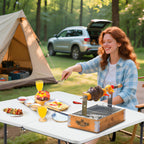34" Folding Table, Portable Square Camping Card Table with Collapsible Legs & Carrying Handle, Plastic Tables for