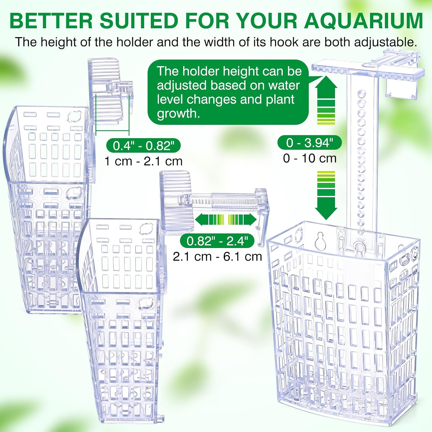 2026 Latest Upgraded Aquarium Plant Holder Adjustable Height with Extendable Hook and Suction Cup for Fish Tank