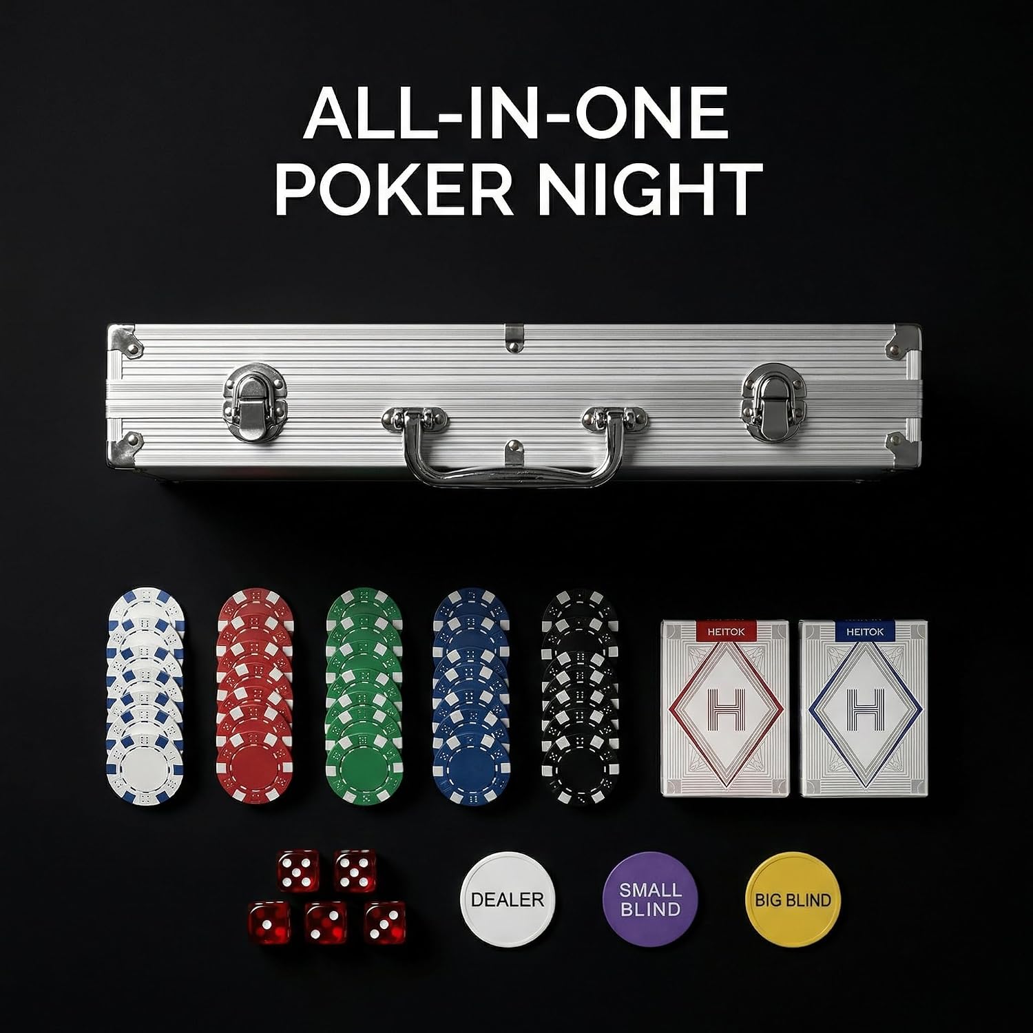 Poker Chip Set - Classic 300PCS Poker Set with Aluminum Case, 11.5 Gram Casino Chips for Texas Holdem Blackjack