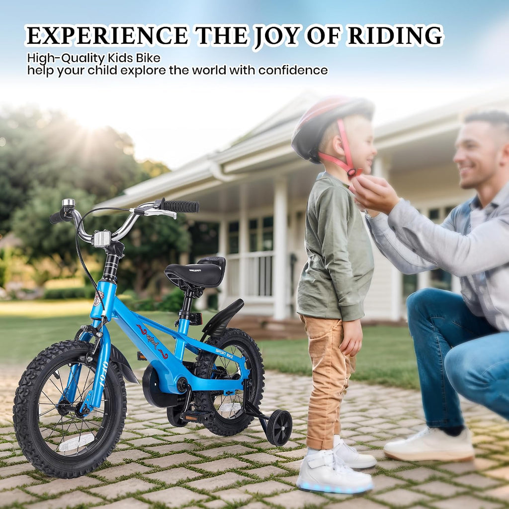 Kids Bike for Boys Ages 3-7, 14-16 Inch Bicycle with Training Wheels, Easy to Assemble, Safe Ride, Vibrant Colors