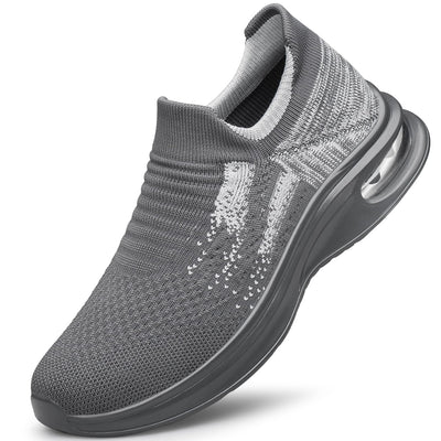 Mens Slip On Walking Shoes Non Slip Running Shoes Lightweight Workout Shoes Breathable Fashion Sneaker Grey Size 9