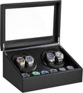 Watch Winder for Automatic Watches, Automatic Watch Winder | 4 Watch Winder with 6 Slots, Carbon Fiber Finish